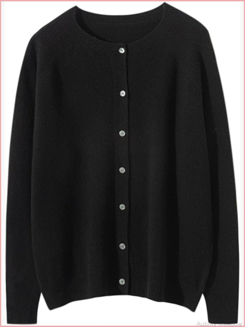 Merino Wool Cardigan Sweater Crew Neck Long Sleeve Button Down Lightweight Knit